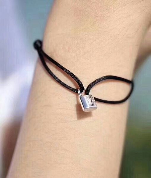 women and man handmade rope with silver lock bracelet charm titanium stainless steel many colors rope jewelry drop shipping ps6223a, Black
women and man handmade rope with silver lock bracelet charm titanium stainless steel many colors rope jewelry drop shipping ps6223a, Black