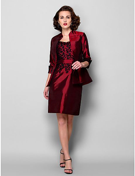 new arrival elegant sheath/column mother of the bride dress with jacket burgundy knee-length 3/4 length sleeve taffeta, Black;red
new arrival elegant sheath/column mother of the bride dress with jacket burgundy knee-length 3/4 length sleeve taffeta, Black;red