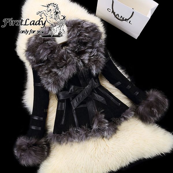 wholesale-2015 new real pig leather jackets with genuine fox fur collar overcoat fashion women real fur coat with belt winter garment, Black
wholesale-2015 new real pig leather jackets with genuine fox fur collar overcoat fashion women real fur coat with belt winter garment, Black
