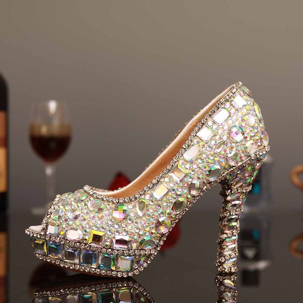 luxury ab crystal high heels woman shoes fashion glitter crystal peep toe bridal wedding dress shoes lady's party proms ing, Black
luxury ab crystal high heels woman shoes fashion glitter crystal peep toe bridal wedding dress shoes lady's party proms ing, Black