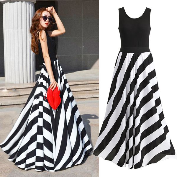 s5q 2019 beach summer dresses long stripe boho maxi evening party dress for women aador, Black;gray
s5q 2019 beach summer dresses long stripe boho maxi evening party dress for women aador, Black;gray