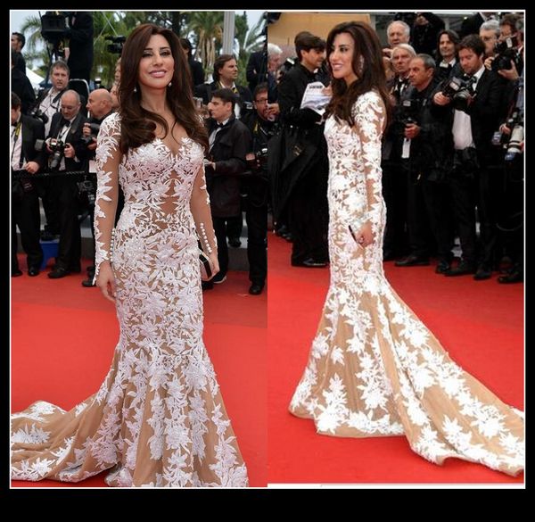 sheer long sleeves with lace mermaid pageant dresses v-neck appliques ruffle sweep train long prom dress evening gowns red carpet dress, White;red
sheer long sleeves with lace mermaid pageant dresses v-neck appliques ruffle sweep train long prom dress evening gowns red carpet dress, White;red
