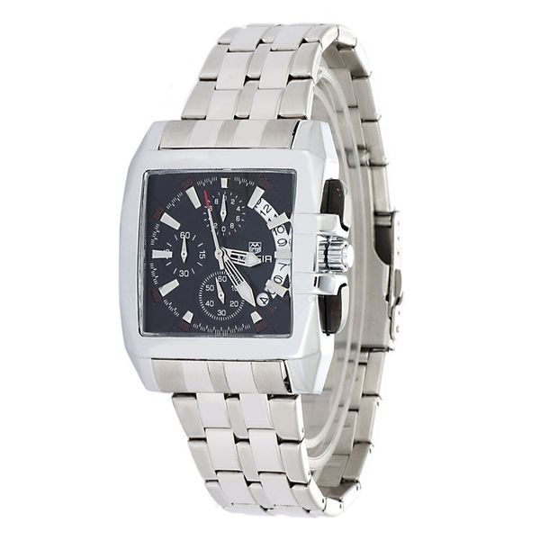

wholesale-2015 megir stainless steel men's 6 hands 24 hours display date chronograph sport watch men wristwatch relogio masculino, Slivery;brown