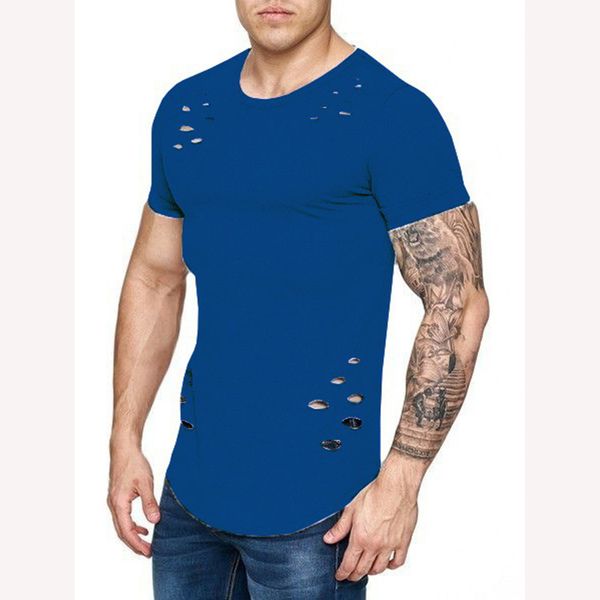 short sleeve hole decoration color fashion new shirt european style solid shirt man man sport t t ipxak, Black
short sleeve hole decoration color fashion new shirt european style solid shirt man man sport t t ipxak, Black