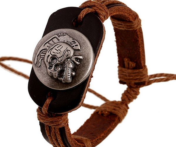 2015 latest version punk style 100% genuine leather bracelet handmade man woman disc skull rope adjustable bracelet 20pcs/lot, Black
2015 latest version punk style 100% genuine leather bracelet handmade man woman disc skull rope adjustable bracelet 20pcs/lot, Black