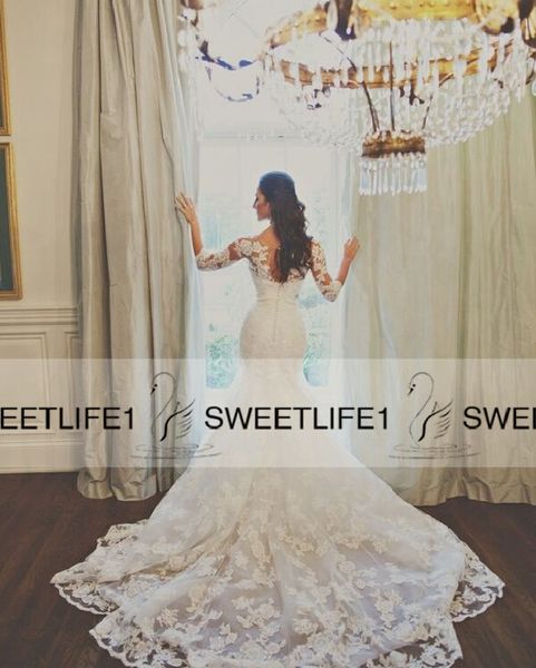 lace long sleeves mermaid wedding dresses bateau neck sheer bride gowns tulle appliques beaded bridal gowns 2020, White
lace long sleeves mermaid wedding dresses bateau neck sheer bride gowns tulle appliques beaded bridal gowns 2020, White