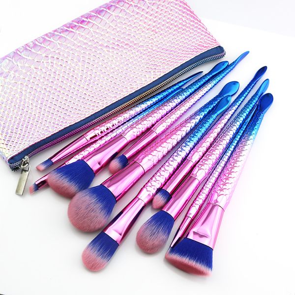 mermaid makeup brushes set pro 10pcs eyebrow eyeliner blush blending foundation cosmetic beauty make up fish brush with bag
mermaid makeup brushes set pro 10pcs eyebrow eyeliner blush blending foundation cosmetic beauty make up fish brush with bag