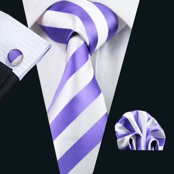 purple stripe tie for men classic silk hanky cufflinks set jacquard woven formal work meeting leisure n-0339, Black;blue 
purple stripe tie for men classic silk hanky cufflinks set jacquard woven formal work meeting leisure n-0339, Black;blue