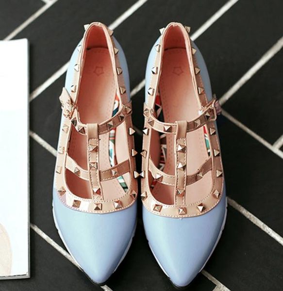 2017 new spring shoes buckle rivet point po shoes documentary platform shoes, Black
2017 new spring shoes buckle rivet point po shoes documentary platform shoes, Black