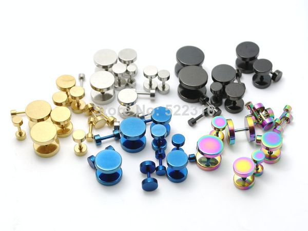 wholesale-200pcs mix color size lots stainless steel round fake ear plugs steel black gold blue rainbow color cheaters studs earrings, Slivery;golden
wholesale-200pcs mix color size lots stainless steel round fake ear plugs steel black gold blue rainbow color cheaters studs earrings, Slivery;golden