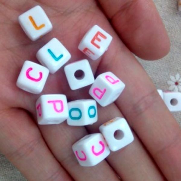 500 pcs white & coloured alphabet mixed letters cube beads 10x10 mm good for baby diy craft, Black
500 pcs white & coloured alphabet mixed letters cube beads 10x10 mm good for baby diy craft, Black