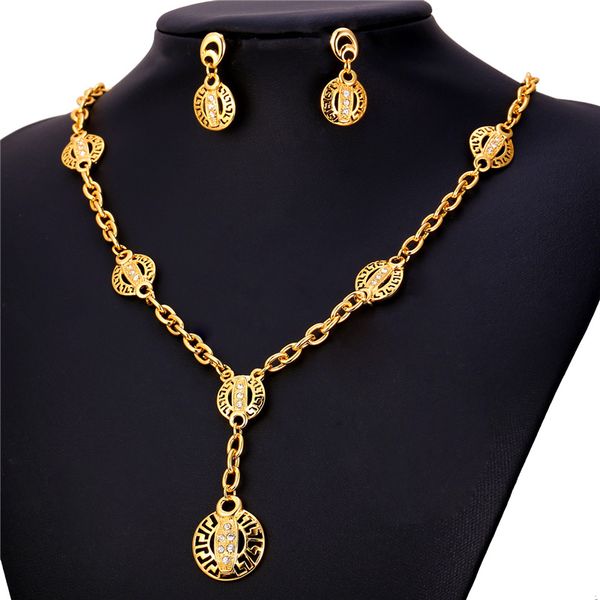 women's hollow g pattern gold earrings 18k real gold plated rhinestone africa vintage charm necklace set, Black
women's hollow g pattern gold earrings 18k real gold plated rhinestone africa vintage charm necklace set, Black