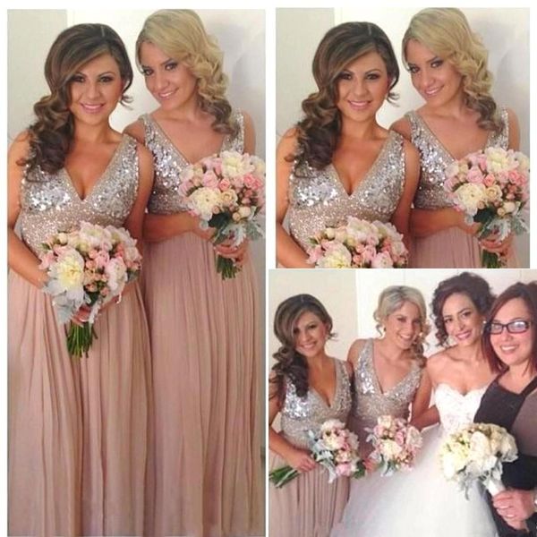 bling 2017 sequins chiffon v neck bridesmaid dresses rose gold sparkly maid of honor bridal wedding party gowns ba1653, White;pink
bling 2017 sequins chiffon v neck bridesmaid dresses rose gold sparkly maid of honor bridal wedding party gowns ba1653, White;pink