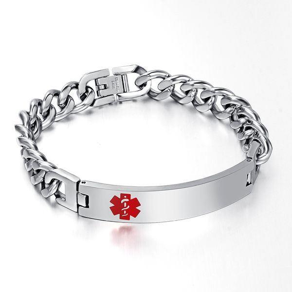 new design true gift for husband medical logo 30g 8.26'' stainless steel id/identification bracelet curb chain 10mm silver, Black
new design true gift for husband medical logo 30g 8.26'' stainless steel id/identification bracelet curb chain 10mm silver, Black