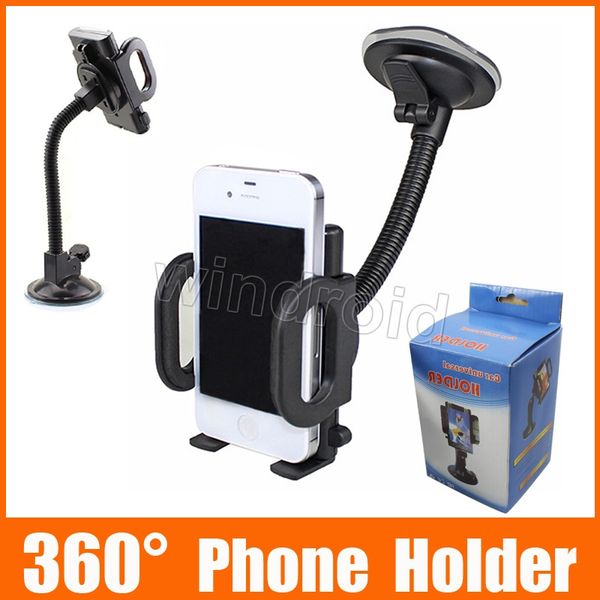 

universal 360 degree rotatable suction cup swivel mount car windshield holder stand cradle for cell phone/iphone/ipad/pda/mp3/mp4 dhl 50pcs