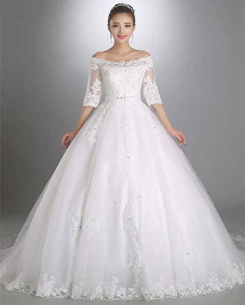new boat neck a line wedding dress with lace appliques 2018 lace up bridal gown drop shipping, White
new boat neck a line wedding dress with lace appliques 2018 lace up bridal gown drop shipping, White