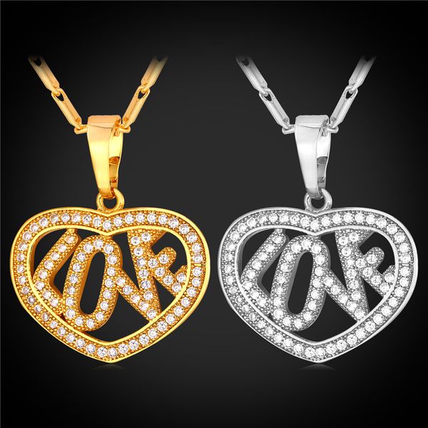 women's romantic ''love'' pendant for her jewelry gift platinum/18k real gold plated cubic zirconia heart necklace, Silver
women's romantic ''love'' pendant for her jewelry gift platinum/18k real gold plated cubic zirconia heart necklace, Silver
