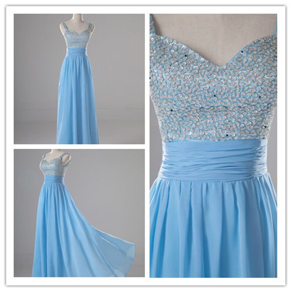 sky blue long chiffon evening dress 2016 elegant spaghetti v neck beading evening gown fast shipping, Black;red
sky blue long chiffon evening dress 2016 elegant spaghetti v neck beading evening gown fast shipping, Black;red