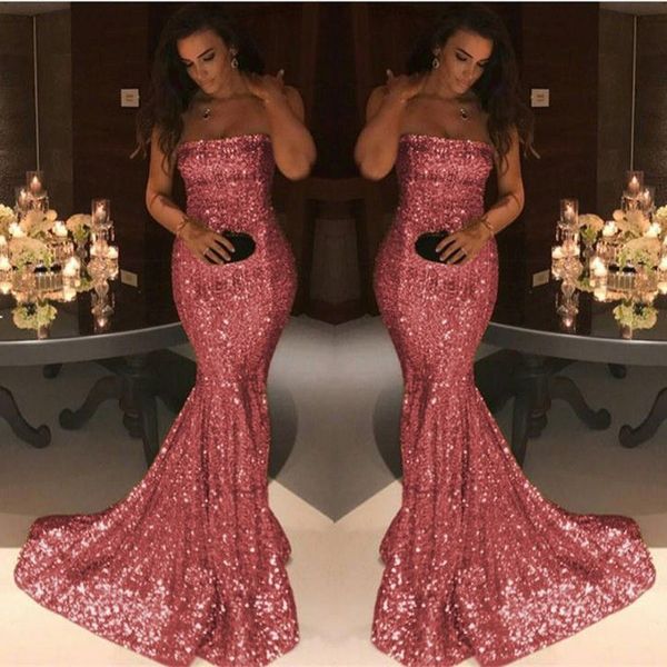 charming pink sequind prom dress simple fashion strapless mermaid evening gown party dresses custom made sweep train evening dress, Black
charming pink sequind prom dress simple fashion strapless mermaid evening gown party dresses custom made sweep train evening dress, Black