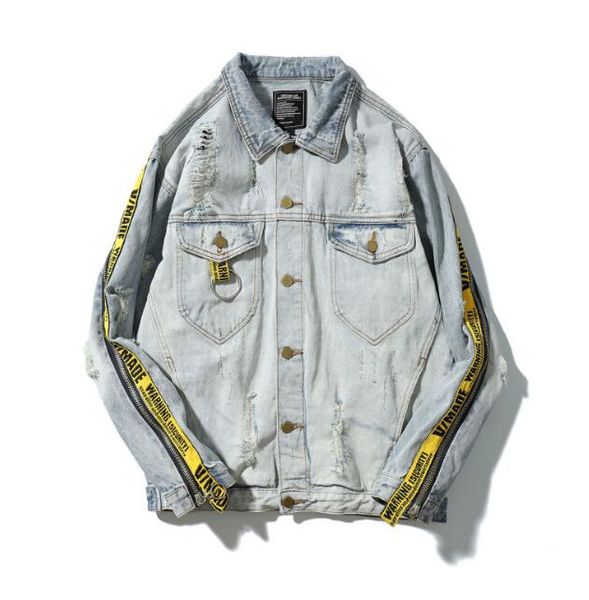 Punk Men Jean Jackets Rap High Street Ripped Casual Light Blue Jacket Autumn Spring Long Sleeved Coats Fashion Women Coat
Punk Men Jean Jackets Rap High Street Ripped Casual Light Blue Jacket Autumn Spring Long Sleeved Coats Fashion Women Coat