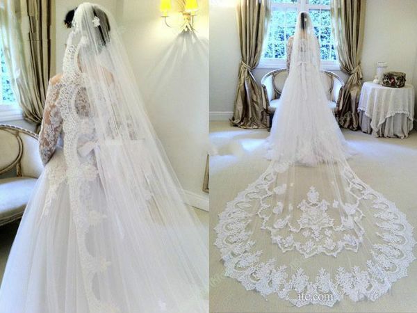 Luxury Wedding Veils Long Velo De Novia Three Meters Cathedral Train Two Layers 2018 Ivory White Tulle and Lace Bridal Veils Purfle Comb
Luxury Wedding Veils Long Velo De Novia Three Meters Cathedral Train Two Layers 2018 Ivory White Tulle and Lace Bridal Veils Purfle Comb