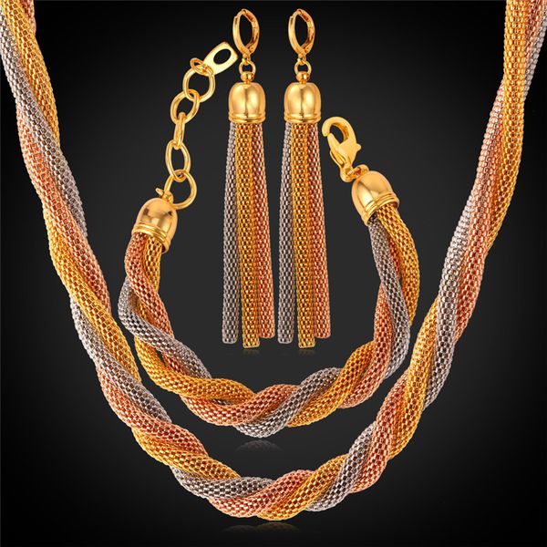 multilayers special tassels two tone bridal jewelry set for women, stainless steel/18k gold/rose gold plated ys3192, Silver
multilayers special tassels two tone bridal jewelry set for women, stainless steel/18k gold/rose gold plated ys3192, Silver