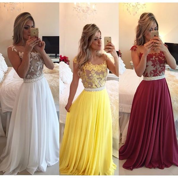 2021 white yellow bungundy colour pearls long evening dresses with sleeves appliques designer a-line chiffon formal dresses plus size, Black;red
2021 white yellow bungundy colour pearls long evening dresses with sleeves appliques designer a-line chiffon formal dresses plus size, Black;red