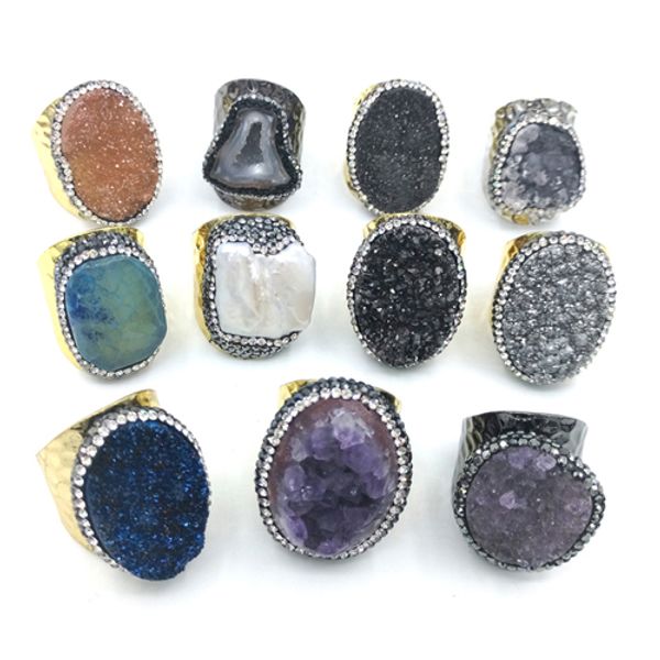 jln agate quartz adjustable ring natural amethyst agate freshwater pearl size natural stone cluster couple ring gift for man woman, Golden;silver
jln agate quartz adjustable ring natural amethyst agate freshwater pearl size natural stone cluster couple ring gift for man woman, Golden;silver