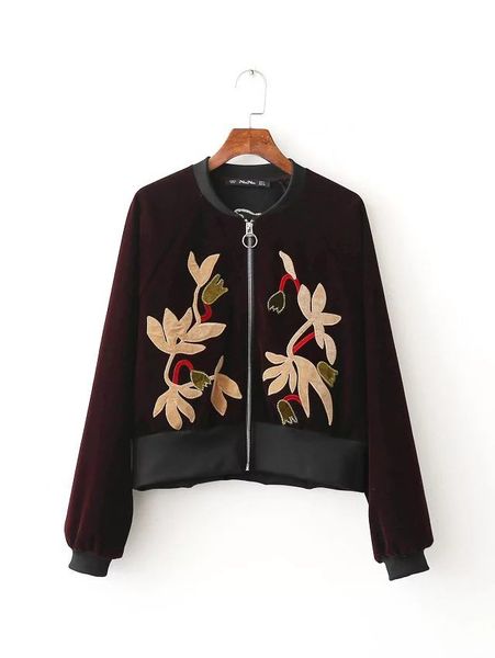 wholesale- autumn winter cardigans coat women's velvet embroidery floral streetwear baseball flight jacket, Black;brown
wholesale- autumn winter cardigans coat women's velvet embroidery floral streetwear baseball flight jacket, Black;brown