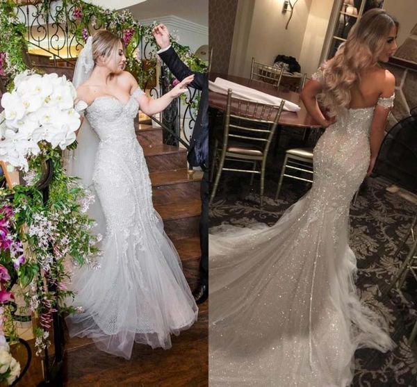 sparkly mermaid short sleeves wedding dresses sweetheart crystal beaded tulle backless wedding gowns plus size bridal dresses, White
sparkly mermaid short sleeves wedding dresses sweetheart crystal beaded tulle backless wedding gowns plus size bridal dresses, White