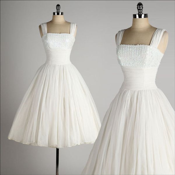 vintage 1950' style wedding dresses ball gown tea length little white dresses square neck chiffon short summer beach bridal wedding go
vintage 1950' style wedding dresses ball gown tea length little white dresses square neck chiffon short summer beach bridal wedding go