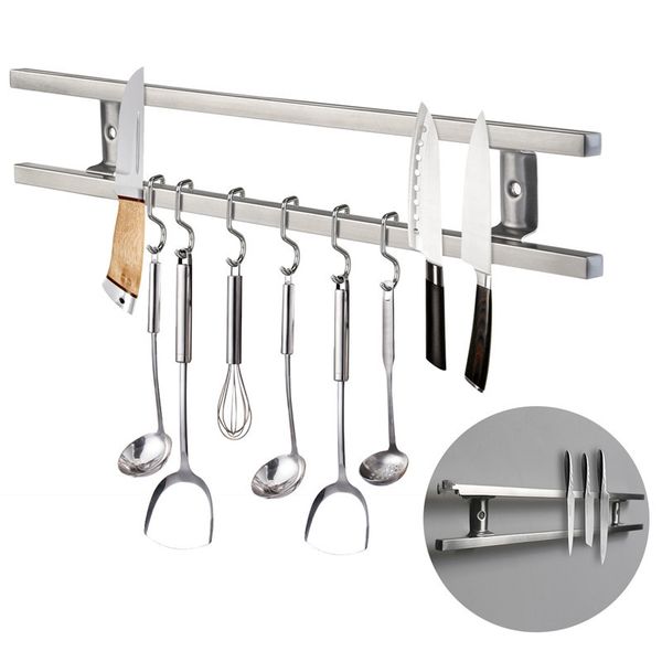 wholesale- wall mounted 304 stainless steel magnetic knife holder double bar easy storage knife rack strip for kitchen utensil tool hook
wholesale- wall mounted 304 stainless steel magnetic knife holder double bar easy storage knife rack strip for kitchen utensil tool hook
