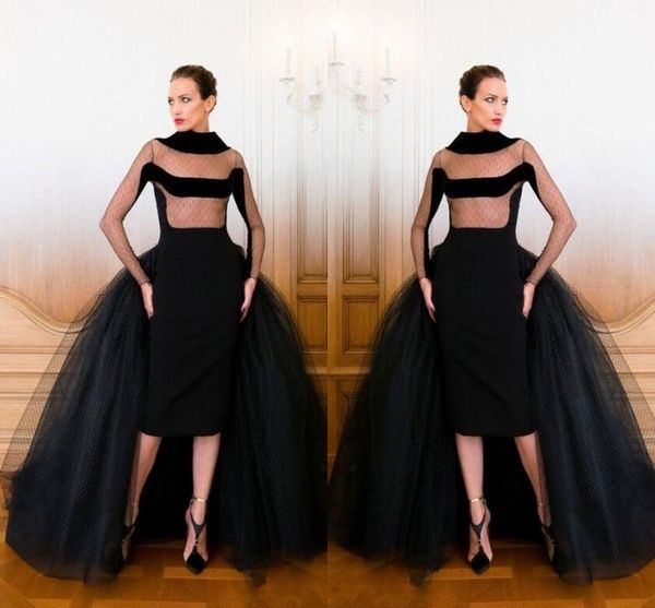 black see through evening dresses 2016 high neck illusion long sleeve sheath prom dresses with tulle overskirts formal party dresses, Black;red
black see through evening dresses 2016 high neck illusion long sleeve sheath prom dresses with tulle overskirts formal party dresses, Black;red