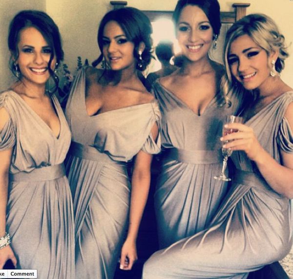 2015 elegant silver gray mermaid bridesmaid dresses satin v-neck cap sleeves wedding party gowns maid of honor dress, White;pink
2015 elegant silver gray mermaid bridesmaid dresses satin v-neck cap sleeves wedding party gowns maid of honor dress, White;pink