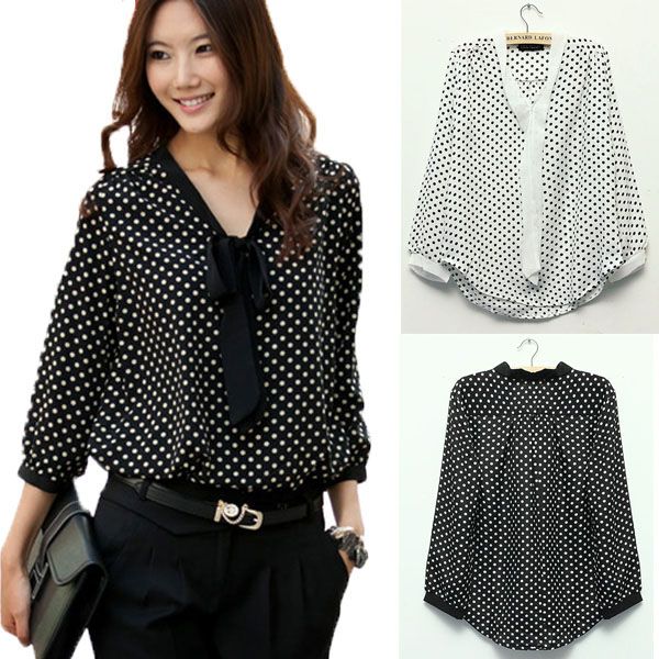 2015 Fashion European Style Women Ladies Casual Three Quarter Sleeve Chiffon Polka Dot Blouse Shirt 2 Color S M L
2015 Fashion European Style Women Ladies Casual Three Quarter Sleeve Chiffon Polka Dot Blouse Shirt 2 Color S M L