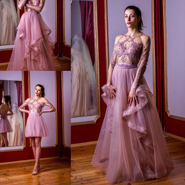 rose ash evening dress with detachable skirt 2018 luxury detail long sleeve sheer back two pieces dance prom party occasion dress, Black;red
rose ash evening dress with detachable skirt 2018 luxury detail long sleeve sheer back two pieces dance prom party occasion dress, Black;red