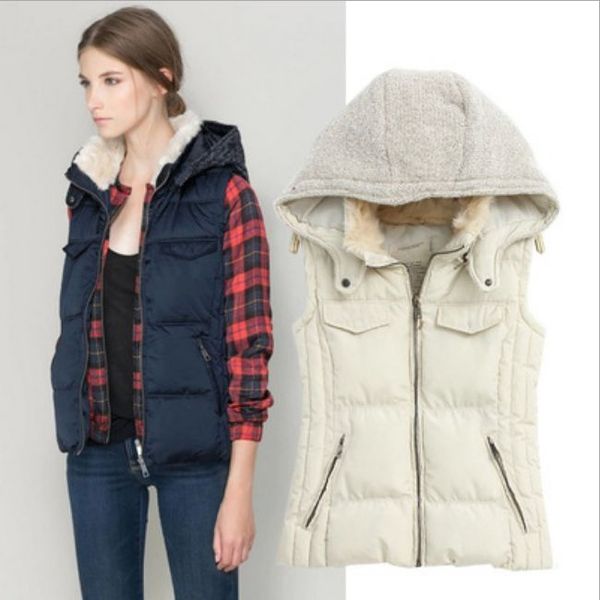 wholesale-new autumn/winter fashion women waistcoat hooded thick warm wool collar knitting splice vest female down cotton, Black;white
wholesale-new autumn/winter fashion women waistcoat hooded thick warm wool collar knitting splice vest female down cotton, Black;white
