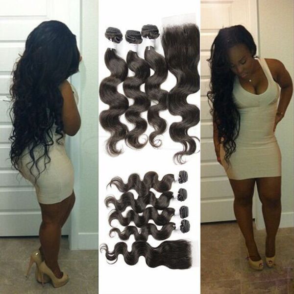lace closure+4pcs 8"-28"brazilian peruvian indian malaysian virgin human hair weave body wave hair bundles, Black
lace closure+4pcs 8"-28"brazilian peruvian indian malaysian virgin human hair weave body wave hair bundles, Black