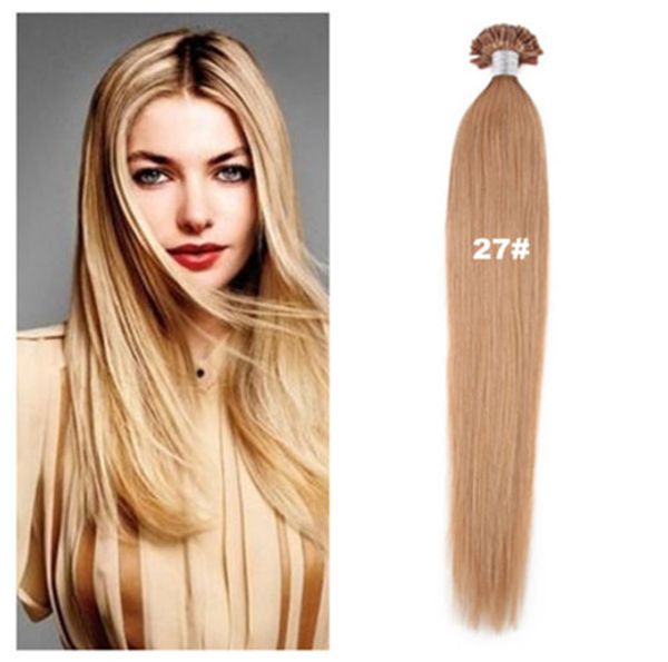 wholesale -200s/pack 0.8g/s 14''- 24" keratin stick u tip human hair extensions brazilian hair 27# dark blonde dhl fast shipp, Black
wholesale -200s/pack 0.8g/s 14''- 24" keratin stick u tip human hair extensions brazilian hair 27# dark blonde dhl fast shipp, Black