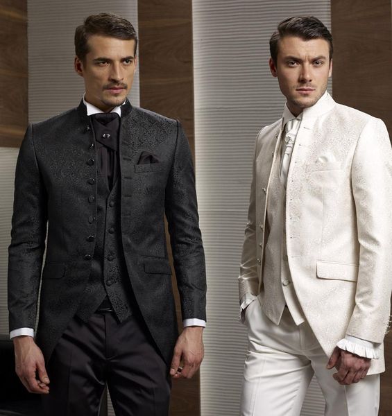 custom design black/white groom tuxedos stand colar men's wedding dress prom holiday suit(jacket+pants+tie+vest)828, Black;gray
custom design black/white groom tuxedos stand colar men's wedding dress prom holiday suit(jacket+pants+tie+vest)828, Black;gray