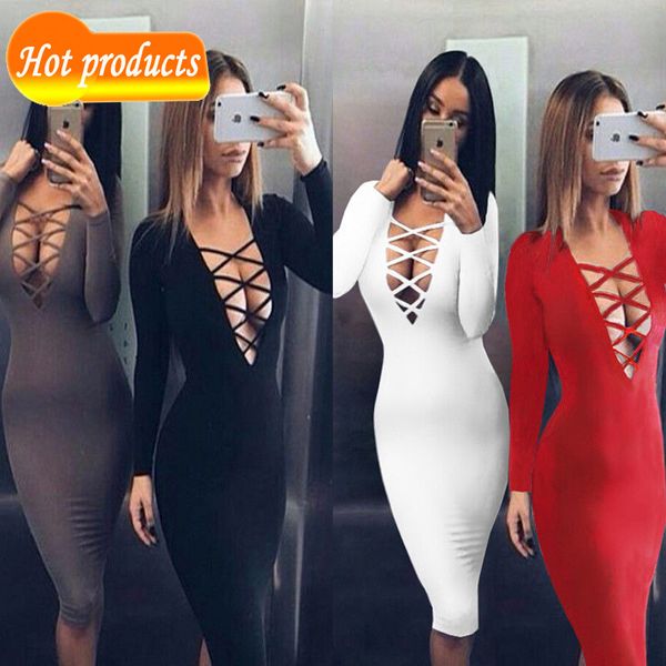 up vestidos cotton women tie autumn bodycon party deep v neck criss long sleeve night club bandage dress black clothes dresses, White;black
up vestidos cotton women tie autumn bodycon party deep v neck criss long sleeve night club bandage dress black clothes dresses, White;black