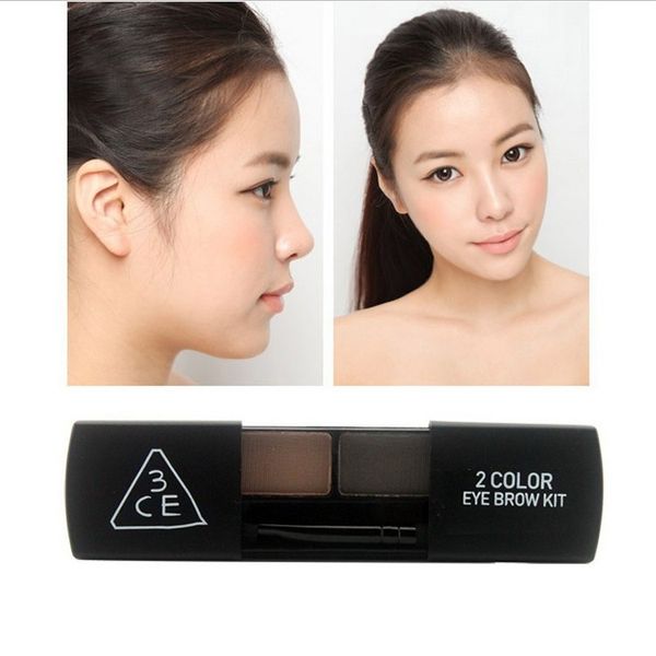 

wholesale-brand 3ce professional eye shadow eyebrow makeup kit 2 colors waterproof eyebrow powder palette korean make up set