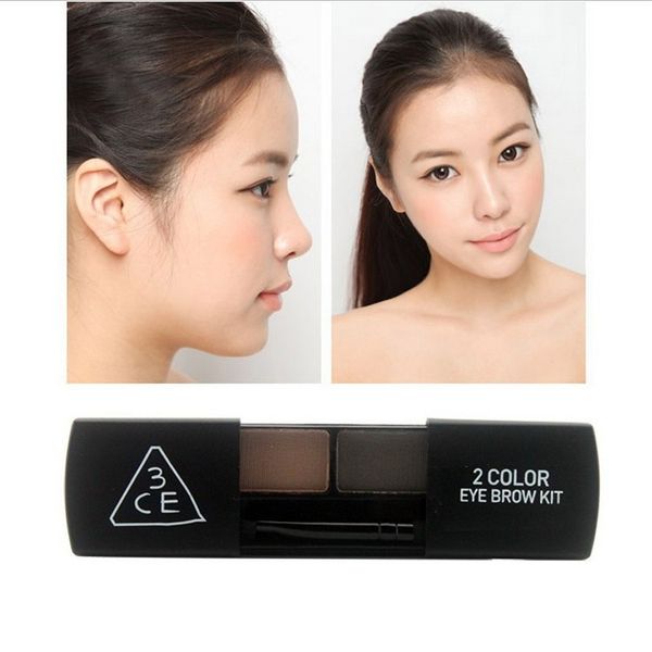 

wholesale-brand 3ce professional eye shadow eyebrow makeup kit 2 colors waterproof eyebrow powder palette korean make up set