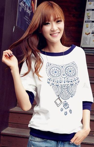 Korean Fashion Women t-shirt New 2014 Cute Animal Three Quarter O-Neck Top White Tees Good Quality Plus Size T2018 fast Shipping
Korean Fashion Women t-shirt New 2014 Cute Animal Three Quarter O-Neck Top White Tees Good Quality Plus Size T2018 fast Shipping