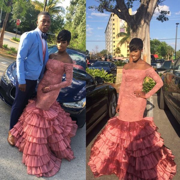pink off the soulder lace prom dresses long sleeves mermaid dubai evening party dress tiered vestidos festa, Black
pink off the soulder lace prom dresses long sleeves mermaid dubai evening party dress tiered vestidos festa, Black