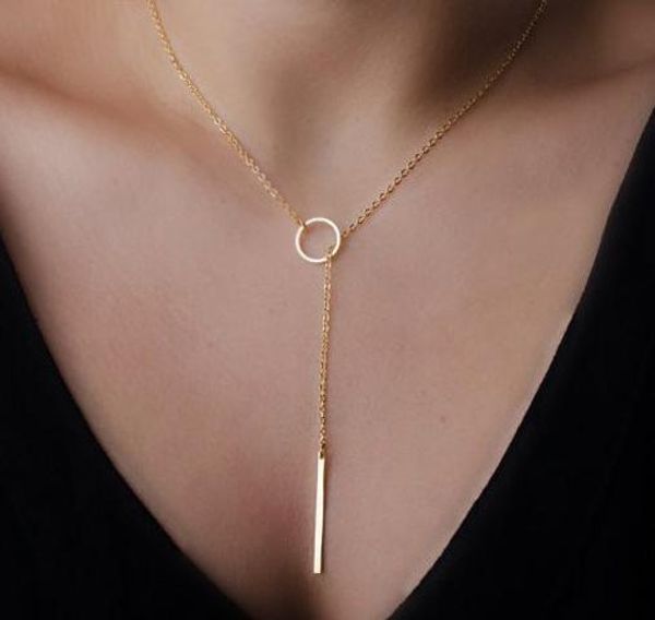simple metal bar pendant necklace zinc alloy gold silver plate round ring circle charm strip chain necklaces for women short cavicle chain
simple metal bar pendant necklace zinc alloy gold silver plate round ring circle charm strip chain necklaces for women short cavicle chain