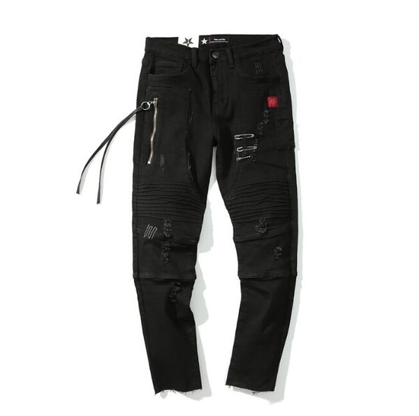 men distressed ripped slim fit black jeans biker punk rock clothing holes pencil pants men clothing, Blue
men distressed ripped slim fit black jeans biker punk rock clothing holes pencil pants men clothing, Blue