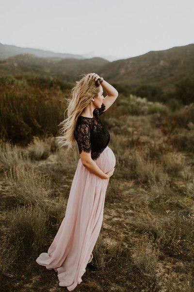 pregnant evening dresses black lace pink chiffon half sleeve elegant maternity formal dress party gowns custom size, Black;red
pregnant evening dresses black lace pink chiffon half sleeve elegant maternity formal dress party gowns custom size, Black;red