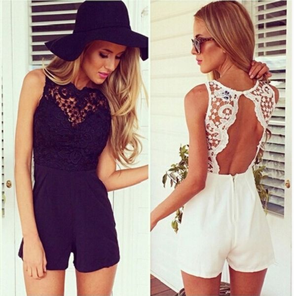 fashion summer lace jumpsuits rompers womens sleeveless backless short pants beach playsuit dress jumpsuit casual party bodysuit b61, Black;white
fashion summer lace jumpsuits rompers womens sleeveless backless short pants beach playsuit dress jumpsuit casual party bodysuit b61, Black;white