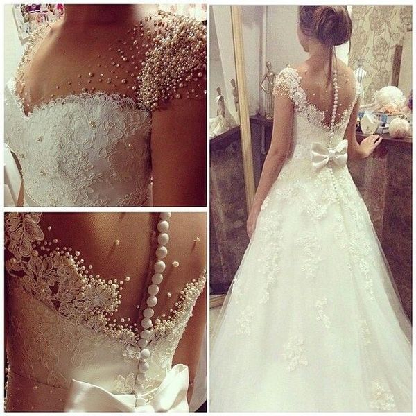 2015 custom made plus size wedding dresses with sleeves luxury pearl crystals sheer v neck illusion back covered buttons bow bridal gowns, White
2015 custom made plus size wedding dresses with sleeves luxury pearl crystals sheer v neck illusion back covered buttons bow bridal gowns, White